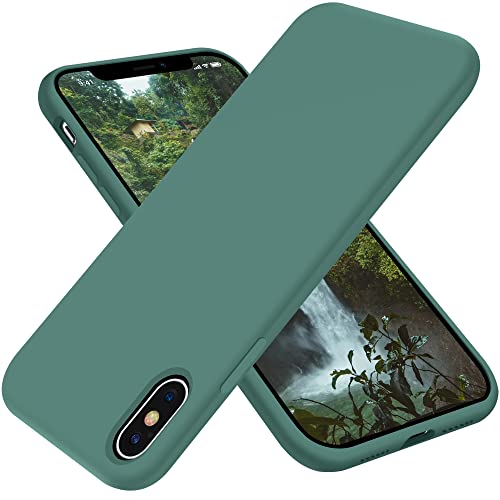 OTOFLY iPhone X Case,Ultra Slim Fit iPhone Xs Case Liquid Silicone iPhone 10 Case with Full Body Protection Anti-Scratch Shockproof Bumper,Soft Microfiber Lining 5.8 inch, (Pine Green)