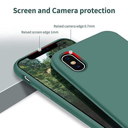 OTOFLY iPhone X Case,Ultra Slim Fit iPhone Xs Case Liquid Silicone iPhone 10 Case with Full Body Protection Anti-Scratch Shockproof Bumper,Soft Microfiber Lining 5.8 inch, (Pine Green)