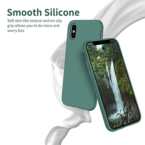 OTOFLY iPhone X Case,Ultra Slim Fit iPhone Xs Case Liquid Silicone iPhone 10 Case with Full Body Protection Anti-Scratch Shockproof Bumper,Soft Microfiber Lining 5.8 inch, (Pine Green)