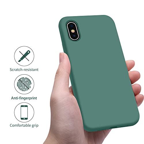 OTOFLY iPhone X Case,Ultra Slim Fit iPhone Xs Case Liquid Silicone iPhone 10 Case with Full Body Protection Anti-Scratch Shockproof Bumper,Soft Microfiber Lining 5.8 inch, (Pine Green)