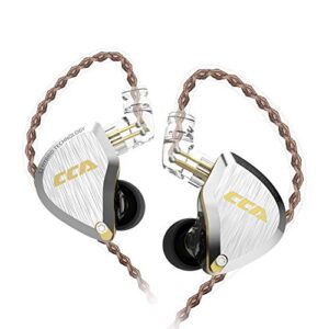 cca c12 in-ear monitors, 5ba+1dd hybrid hifi stereo noise isolating iem wired earphones/earbuds/headphones with detachable tangle-free cable 2pin for musician audiophile (without mic, amber gold)