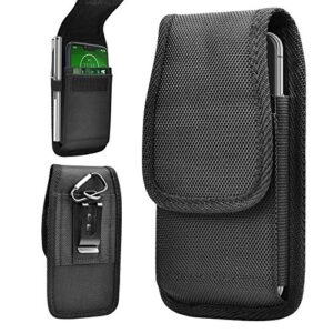 tiflook belt holster for moto g stylus g pure g power g play g fast g7 g6 e e6 z4 z3 one 5g ace edge plus nylon phone pouch belt holder carrying case with belt clip loop card slots, black