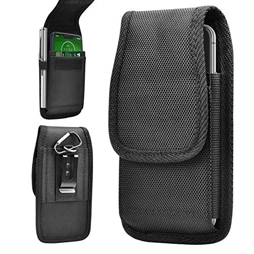 Tiflook Belt Holster for Moto G Stylus G Pure G Power G Play G Fast G7 G6 E E6 Z4 Z3 One 5G Ace Edge Plus Nylon Phone Pouch Belt Holder Carrying Case with Belt Clip Loop Card Slots, Black