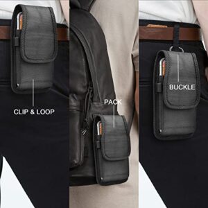 Tiflook Belt Holster for Moto G Stylus G Pure G Power G Play G Fast G7 G6 E E6 Z4 Z3 One 5G Ace Edge Plus Nylon Phone Pouch Belt Holder Carrying Case with Belt Clip Loop Card Slots, Black