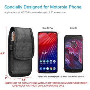 Tiflook Belt Holster for Moto G Stylus G Pure G Power G Play G Fast G7 G6 E E6 Z4 Z3 One 5G Ace Edge Plus Nylon Phone Pouch Belt Holder Carrying Case with Belt Clip Loop Card Slots, Black