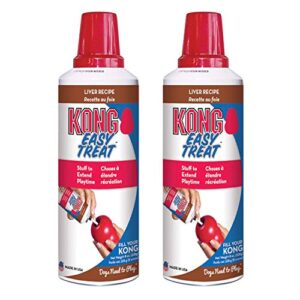 kong easy treat liver - spreadable dog treat paste for lick mats - pet treat spray for dog enrichment - dog treat paste for slow feeder - liquid treat for dogs - 8 oz, liver (2 pack)