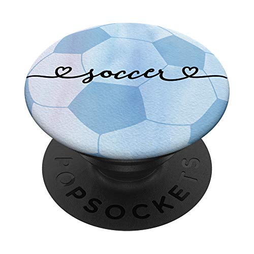 I Love Soccer Light Blue Pastel Tie Dye Aesthetic PopSockets Swappable PopGrip