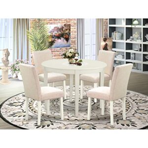 east west furniture boab5-lwh-02 dining room table set, 5