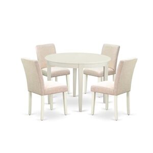 East West Furniture BOAB5-LWH-02 Dining Room Table Set, 5