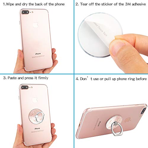 4-Pack Phone Ring Holder 360 Rotation Finger Stand Grip Kickstand for Smartphones and Tablets (Pink Marble)