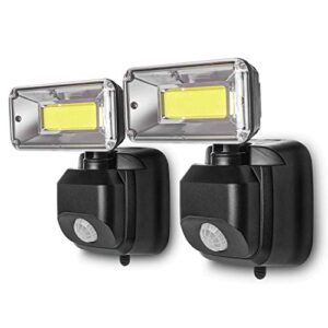 home zone security battery powered motion sensor light - wall mountable led light with no wiring required (2-pack)