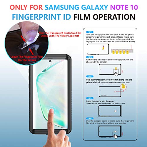 Lanhiem Galaxy Note 10 Case, Built-in Screen Protector [Compatible with Fingerprint ID], IP68 Waterproof Dustproof Shockproof Full Body Sealed Underwater Protective Cover for Samsung Galaxy Note 10