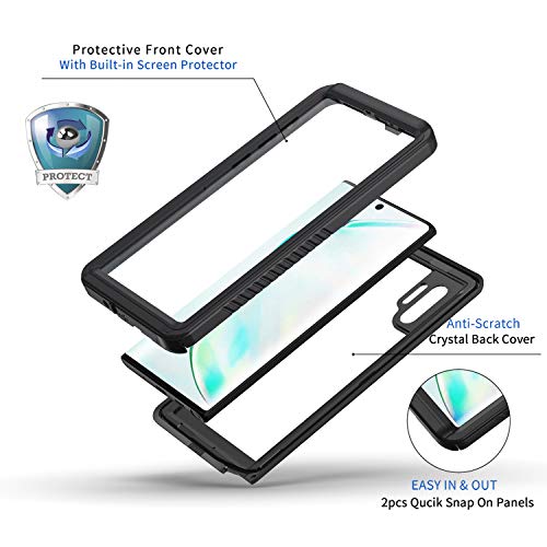 Lanhiem Galaxy Note 10 Case, Built-in Screen Protector [Compatible with Fingerprint ID], IP68 Waterproof Dustproof Shockproof Full Body Sealed Underwater Protective Cover for Samsung Galaxy Note 10