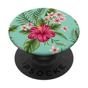 rose floral hibiscus flower hawaii jungle exotic tropical popsockets popgrip: swappable grip for phones & tablets