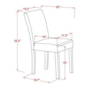 EAST WEST FURNITURE 5Pc Rectangle 42/53.5 inch Dinette Table With 12 In Leaf And Four Parson Chair With Mahogany Leg And Linen Fabric Coffee.