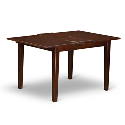 EAST WEST FURNITURE 5Pc Rectangle 42/53.5 inch Dinette Table With 12 In Leaf And Four Parson Chair With Mahogany Leg And Linen Fabric Coffee.