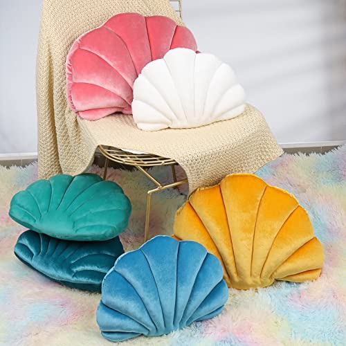 Yi-gog Sea Princess Seashell Decorative Pillow,1 Velvet Throw Pillowcases Sea Ocean Theme Seashell Conch Decorative Pillowslip Home Office Decor Seash