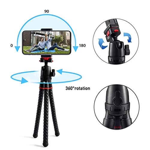 Phone Tripod LINKCOOL 360 Degree Rotation Flexible Tripod Travel Octopus Tripod for iPhone/Smartphone/Ipad/DSLR/Sports Action Camera, with Bluetooth Wireless Remote Shutter