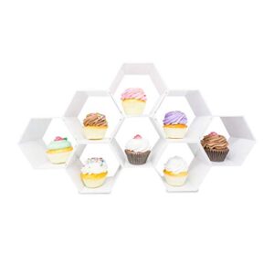 kwirkworks cupcake stand -unique design honeycomb cupcake holder |create several styles with different combinations of hexagon shelf (white)