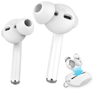 ahastyle 4 pairs airpods ear tips silicone earbuds cover [not fit in the charging case] compatible with apple airpods (2 pair large & 2 pairs small, white)