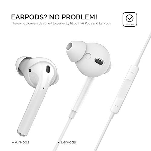 AHASTYLE 4 Pairs AirPods Ear Tips Silicone Earbuds Cover [Not Fit in The Charging Case] Compatible with Apple AirPods (2 Pair Large & 2 Pairs Small, White)