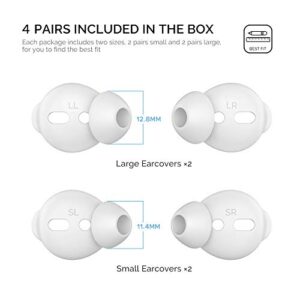 AHASTYLE 4 Pairs AirPods Ear Tips Silicone Earbuds Cover [Not Fit in The Charging Case] Compatible with Apple AirPods (2 Pair Large & 2 Pairs Small, White)