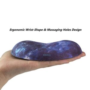 BRILA Ergonomic Memory Foam Mouse Wrist Rest Support Pad Cushion for Computer, Laptop, Office Work, PC Gaming - Massage Holes Design - Wrist Pain Relieve (Nebula Galaxy Space)