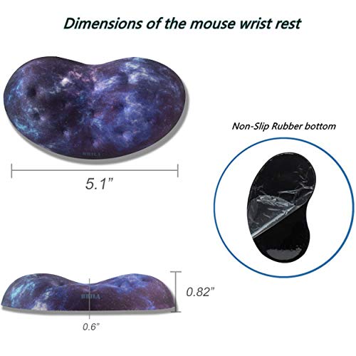 BRILA Ergonomic Memory Foam Mouse Wrist Rest Support Pad Cushion for Computer, Laptop, Office Work, PC Gaming - Massage Holes Design - Wrist Pain Relieve (Nebula Galaxy Space)