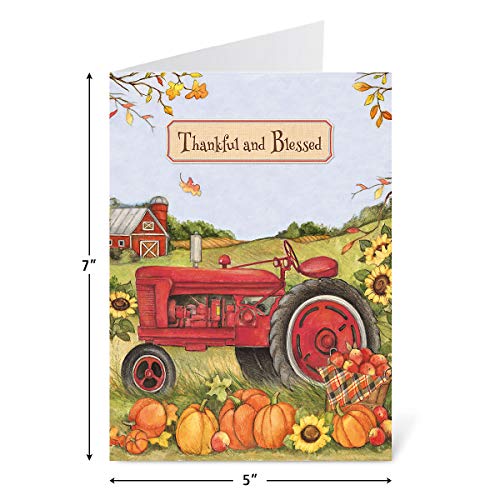 Current Thanksgiving Trucking Greeting Cards Set - Themed Holiday Card Variety Value Pack, Set of 8 Large 5 x 7-Inch Cards, Assortment of 4 Unique Designs, Envelopes Included