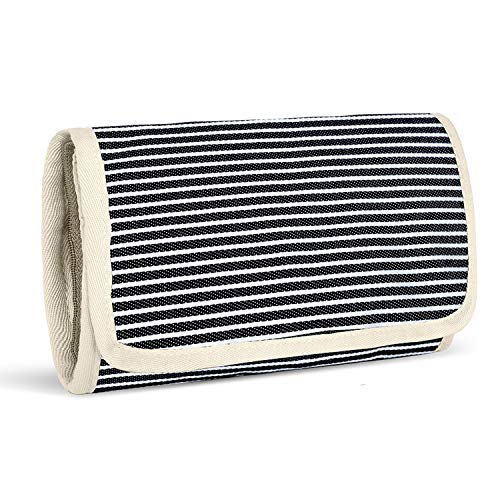 Teamoy Jewelry Roll, Jewelry Travel Organizer for Necklaces, Earrings, Bracelets, Rings, Brooches and More, Compact and Easy to Carry, Stripes