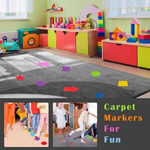 IKAYAS 72 Pcs Carpet Spots Markers Carpet Circles for Classroom Decoration Teacher Supplies Carpet Dots Floor Dots with Styles of Star/Arrow/Circle/Square, 6 Colors
