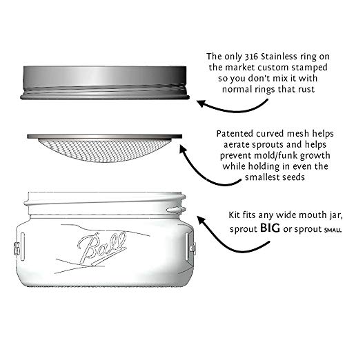 Organic Broccoli Sprout Growing Kit - Includes 316 Stainless Steel Sprouting Lid, Sprout Stand, and Organic Non-GMO Broccoli Sprouts Seeds - Complete Broccoli Sprout Kit by Handy Pantry & Trellis + Co