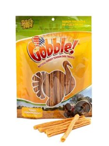 gobble! 6-inch turkey tendon for dogs, made in usa, 6 oz. (170g) reseal value bags, all-natural hypoallergenic dog chew treat |sourced, processed & packaged in the usa | (sticks (22-25 pieces))