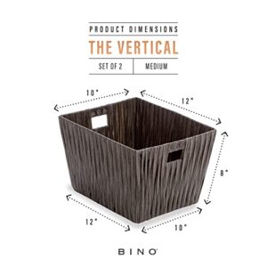 BINO 2 Pack Woven Resin Basket Organizer - Shelf Organizer with Built-in Carry Handles, Medium - Dark Grey