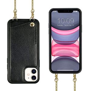 iphone 11 crossbody case, jlfch iphone 11 wallet case with card slot credit card holder leather phone purse cover for apple iphone 11, 6.1 inch - black