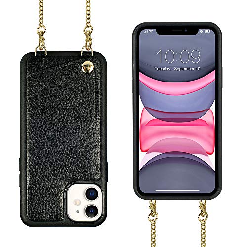 iPhone 11 Crossbody Case, JLFCH iPhone 11 Wallet Case with Card Slot Credit Card Holder Leather Phone Purse Cover for Apple iPhone 11, 6.1 inch - Black