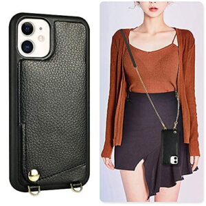 iPhone 11 Crossbody Case, JLFCH iPhone 11 Wallet Case with Card Slot Credit Card Holder Leather Phone Purse Cover for Apple iPhone 11, 6.1 inch - Black