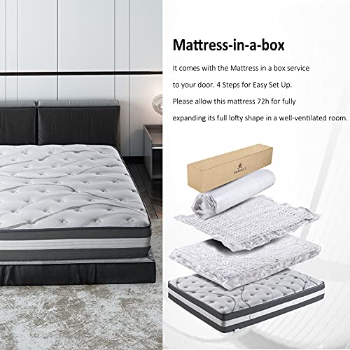 12 Inch Queen Size Hybrid Pocket Spring Mattress with Individually Pocket Spring System/Wave and Anti-fire Foam