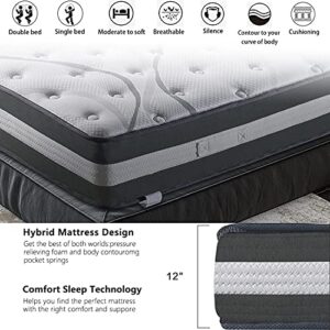 12 Inch Queen Size Hybrid Pocket Spring Mattress with Individually Pocket Spring System/Wave and Anti-fire Foam