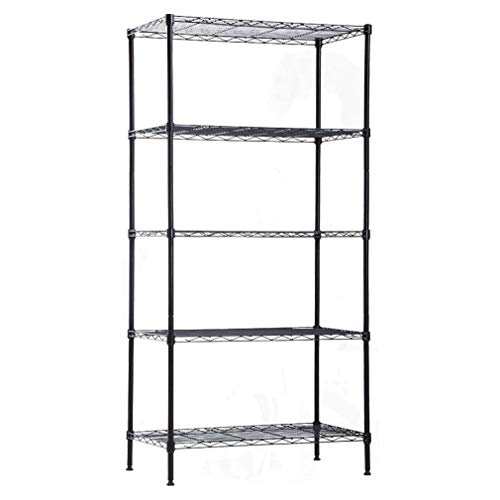 Tyyps 5 Tier Wire Shelving Unit Durable Metal Height Adjustable Storage Organizer Heavy Duty Utility Rack for Laundry Home Kitchen and Office on Wheels Unit NSF-Certified 14”D x 24”W x 60”H,Black