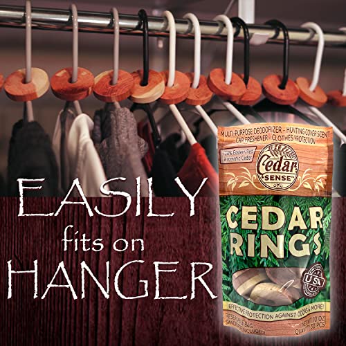 Cedar Sense Cedar Rings - 30 Pack Made in U.S.A.- Cedar Blocks for Clothes Storage - Cedar for Closets and Drawers - 100% Manufactured in The United States - Clothes Freshener