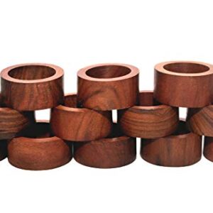 Nirvana Class Handmade Wood Napkin Ring Set with 12 Napkin Rings - Artisan Crafted in India