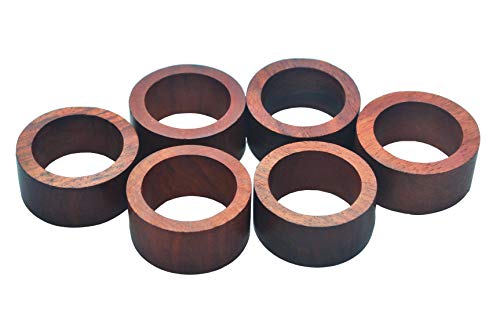 Nirvana Class Handmade Wood Napkin Ring Set with 12 Napkin Rings - Artisan Crafted in India