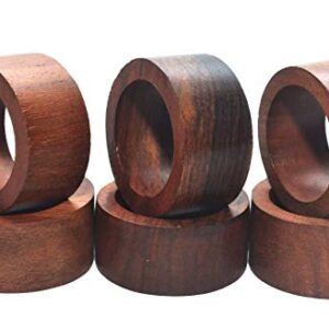 Nirvana Class Handmade Wood Napkin Ring Set with 12 Napkin Rings - Artisan Crafted in India