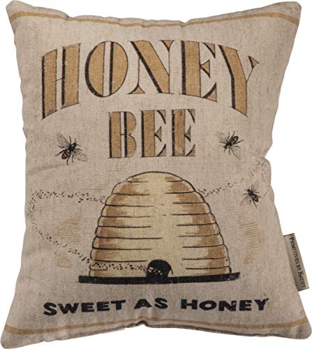 Primitives by Kathy Farmhouse Feedsack Throw Pillow, 10 x 12-Inches, Honey Bee-Sweet as Honey