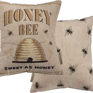 Primitives by Kathy Farmhouse Feedsack Throw Pillow, 10 x 12-Inches, Honey Bee-Sweet as Honey