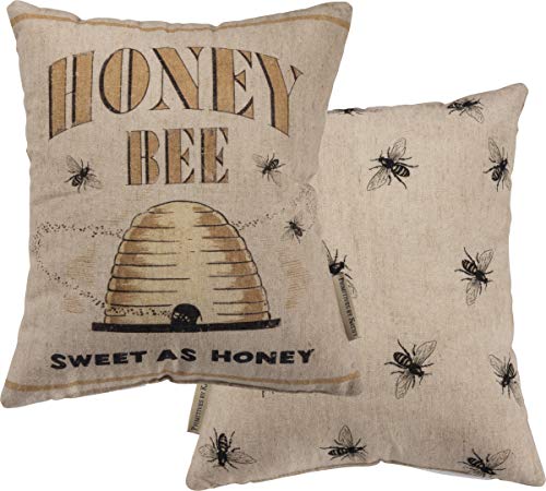 Primitives by Kathy Farmhouse Feedsack Throw Pillow, 10 x 12-Inches, Honey Bee-Sweet as Honey