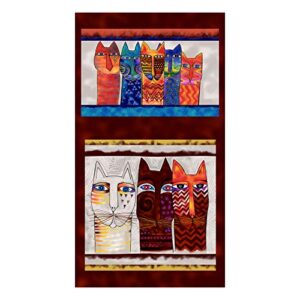 clothworks feline frolic 24" panel multi color metallic, fabric