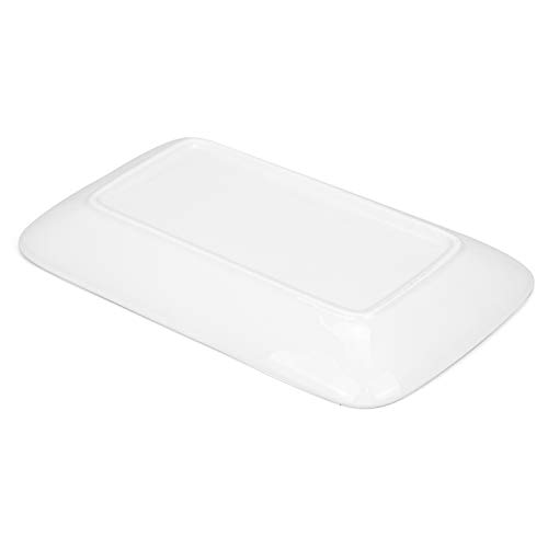 Foraineam Set of 8 Pieces 8 Inch Rectangular Porcelain Platters Dessert, Appetizer, Salad Plates White Serving Trays