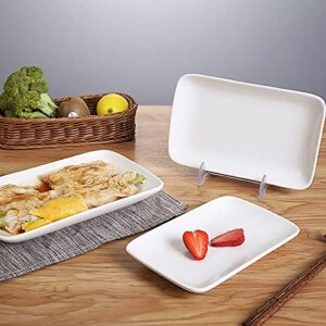 Foraineam Set of 8 Pieces 8 Inch Rectangular Porcelain Platters Dessert, Appetizer, Salad Plates White Serving Trays